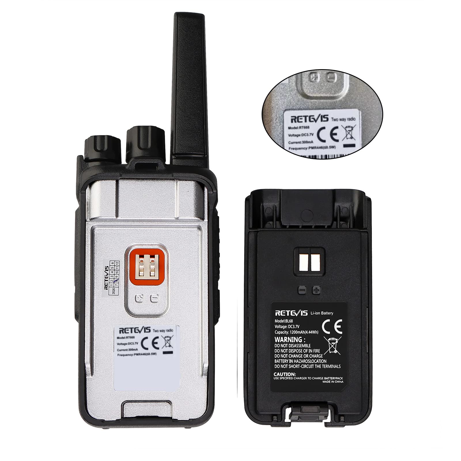 Retevis RT668 Walkie Talkie z Zestawem Słuchawkowym, Radiotelefon PMR446 Bez Licencji, Krótkofalówka Dalekiego Zasięgu z Akumulatorem, Przenośne Radio Dla Bezpieczeństwa, Hotelu (Czarne, 10 Sztuk)