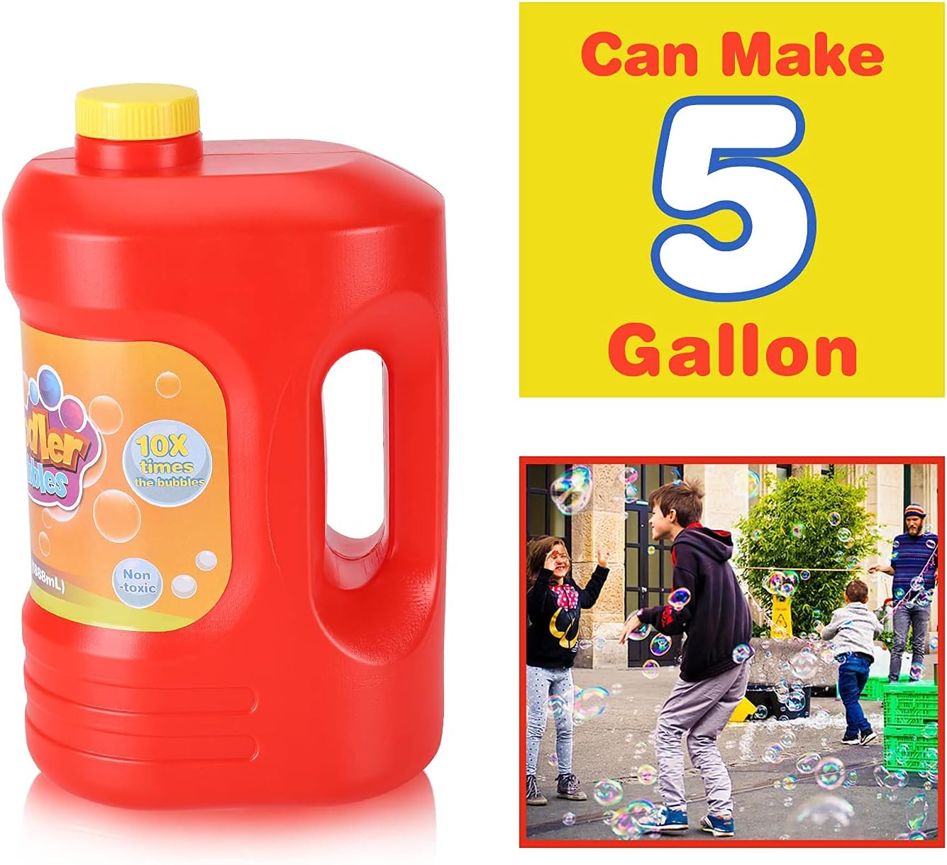 Minne Baby Kidoodler Bubble Solution 64 oz (Can Make 5 Gallon), Non-Toxic Bubble Solution Refill, Concentrated Bubble Solution for Bubble Machine, Bubble Gun, Giant Bubble Wand