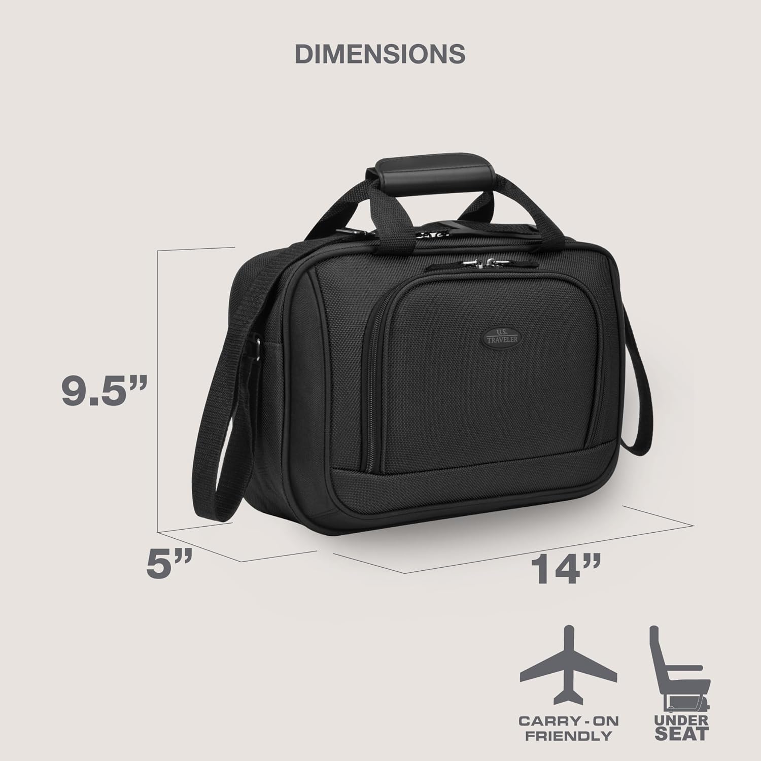 U.S. Traveler Rio 14" Travel Tote Bag, Lightweight 1200D Carry-On Bag for Women & Men, Parent SKU