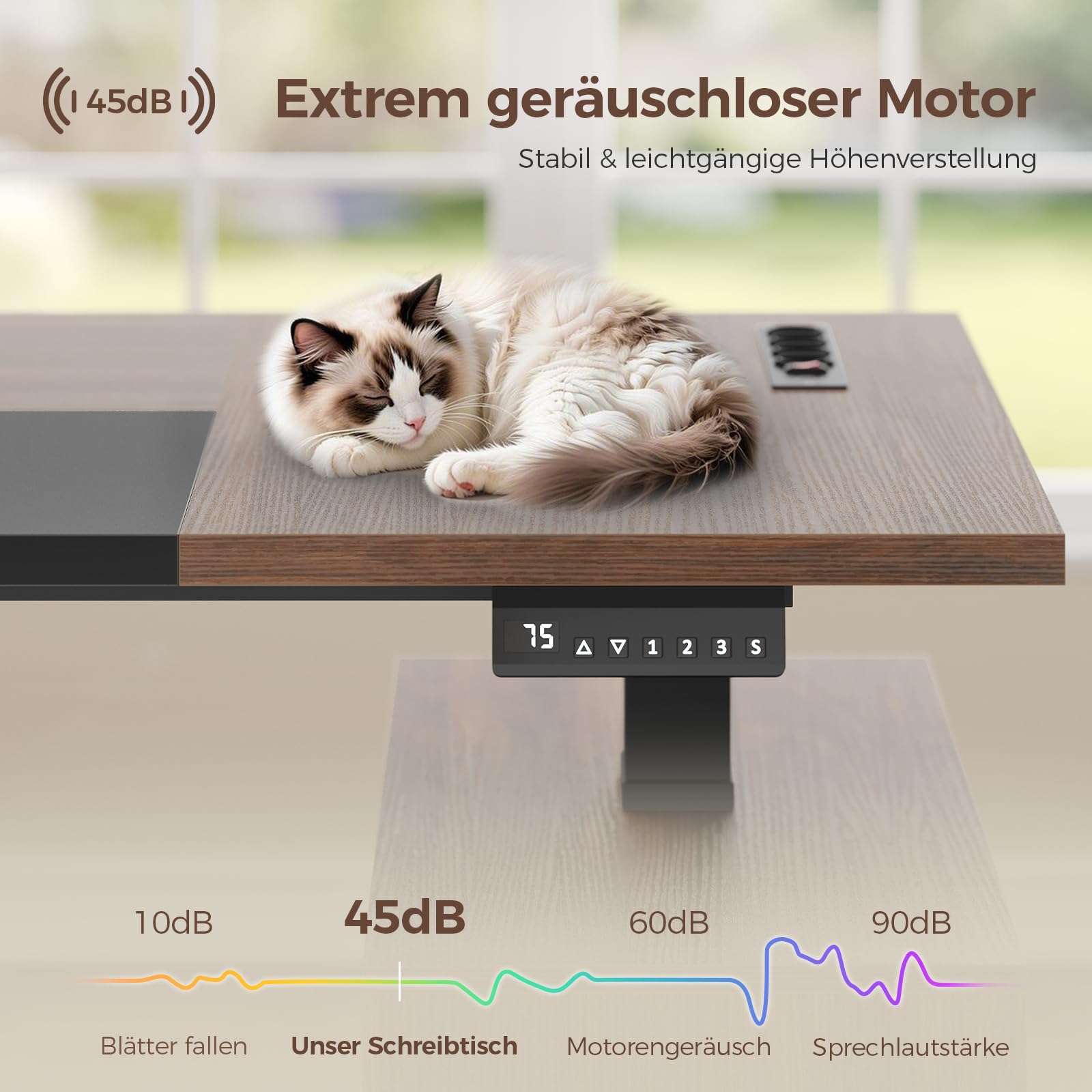 KIMENICH Höhenverstellbarer Schreibtisch elektrisch 140x70 cm, Computertisch mit Schubladen, offene Fächer, Ladefunktion, Stehtisch, Bürotisch, Memory-Funktion, Schwarz