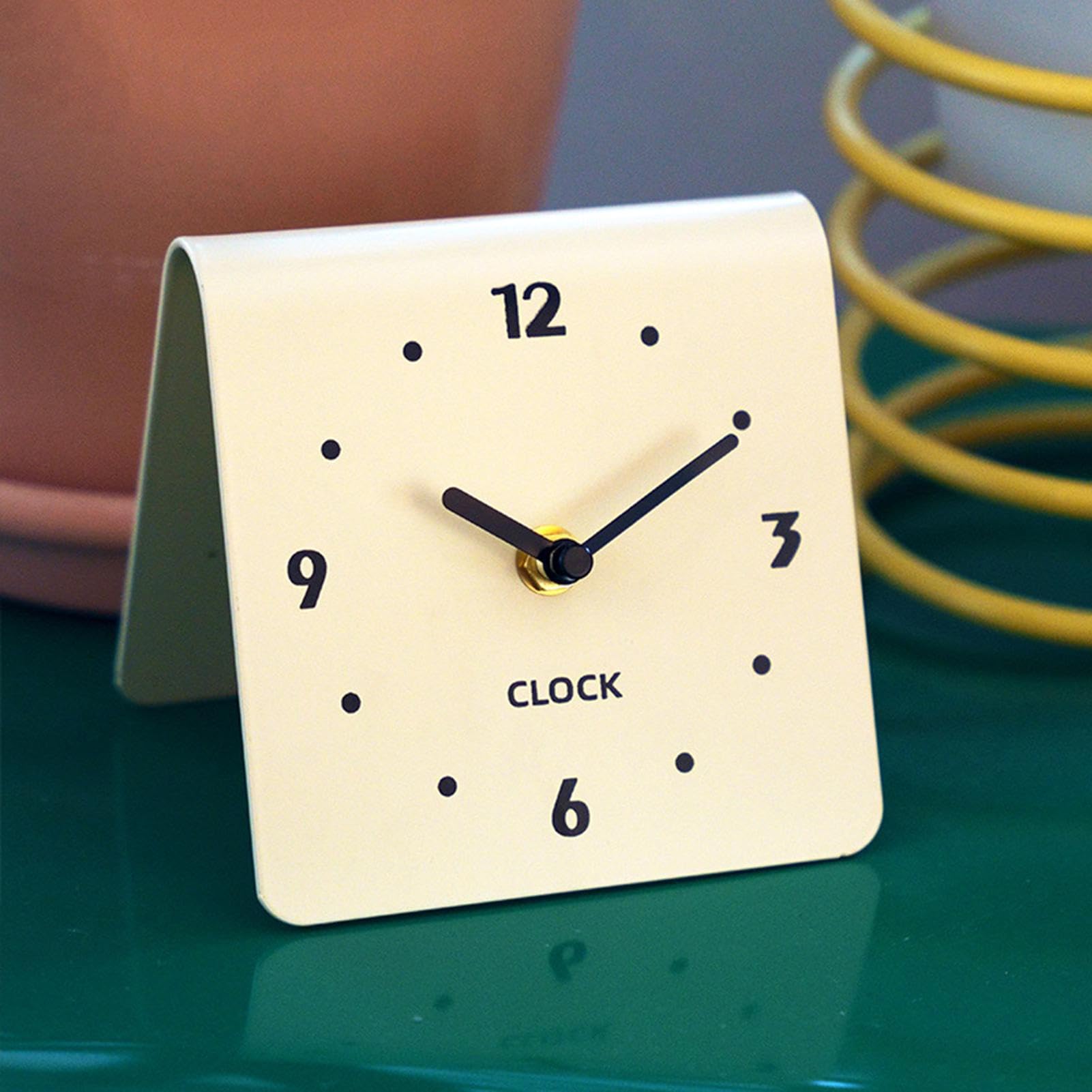 Reloj de Mesa Analógico Silencioso Moderno para Sala de Estar y Oficina