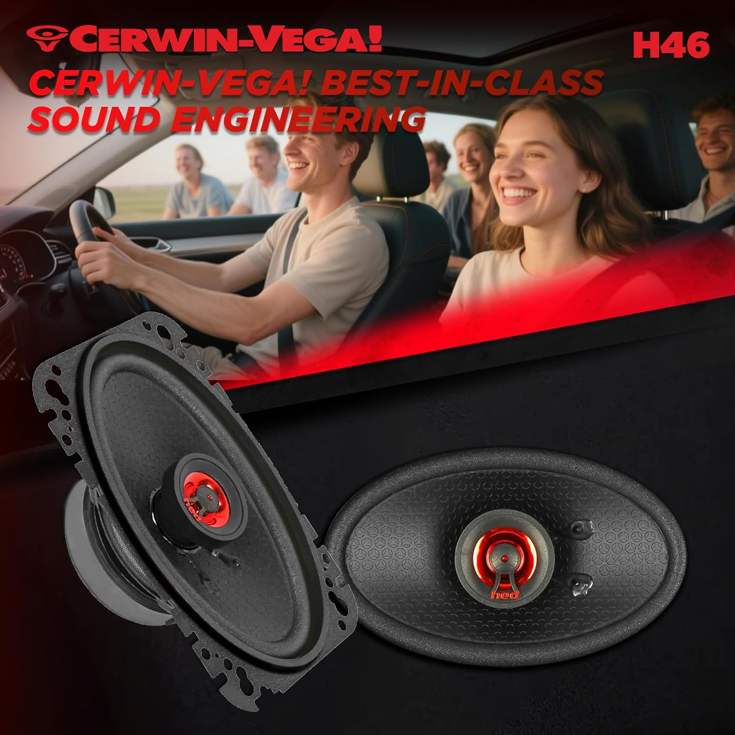 Cerwin Vega HED 2025 Edition Coaxial Speaker – 4” x 6” 2-Way Coaxial Full Range Speaker System - H46