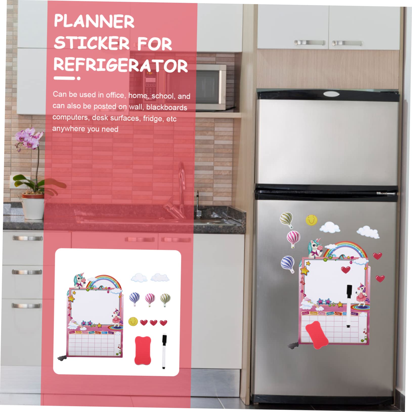 MAGICLULU 5 Set Bloc Notes Lavagna Da Cucina Adesivi Del Programma Di Pianificazione Adesivo Magnetico Mini Lavagna Bianca Frigo Magneti Mini Frigo Per Bambini Colorful Magnete in Gomma