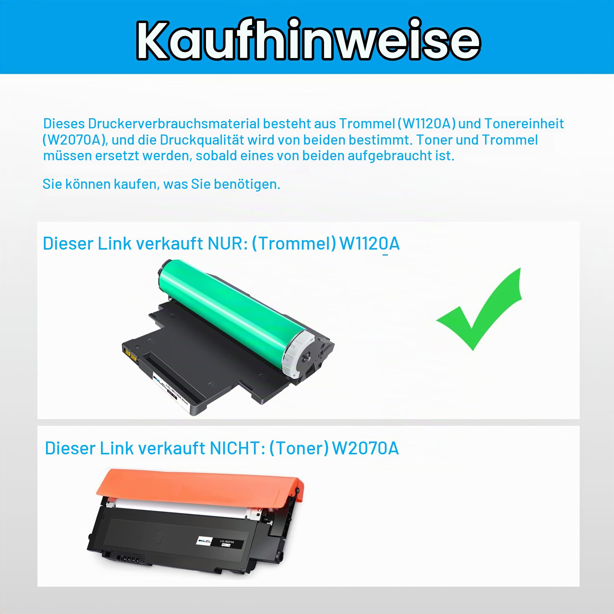 LCL 120A W1120A Trommel kompatibel für HP W1120A Bildtrommel für HP Color Laser MFP 179fnw 178nw 150nw 150a 178nwg 179fwg 178nw 179fnw 150a 150w 150nw Laser Printer (1Pack)