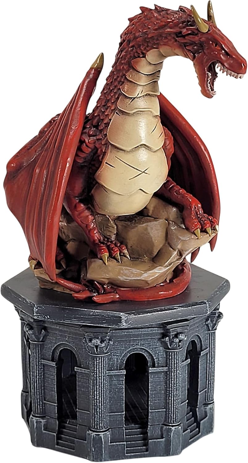 Forged Dice Co. Dragon Dice Jail - D&D Dice Holder and Storage Box with Removable Collectors Dragon Miniature - Fits Up to 2 Standard Polyhedral RPG Sets - Red