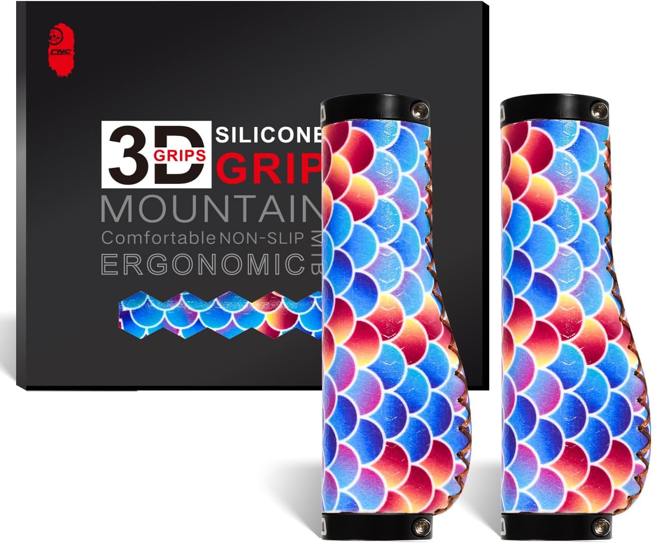 Chooee Ergonomic Mountain Bike Grips,Silicone Bike Handlebar Grips for MTB/BMX.