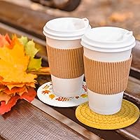 Vista 7 de Posavasos de otoño de Acción de Gracias de Whaline Hojas de arce hechas a mano trenzadas de algodón para bebidas, naranja y amarillo