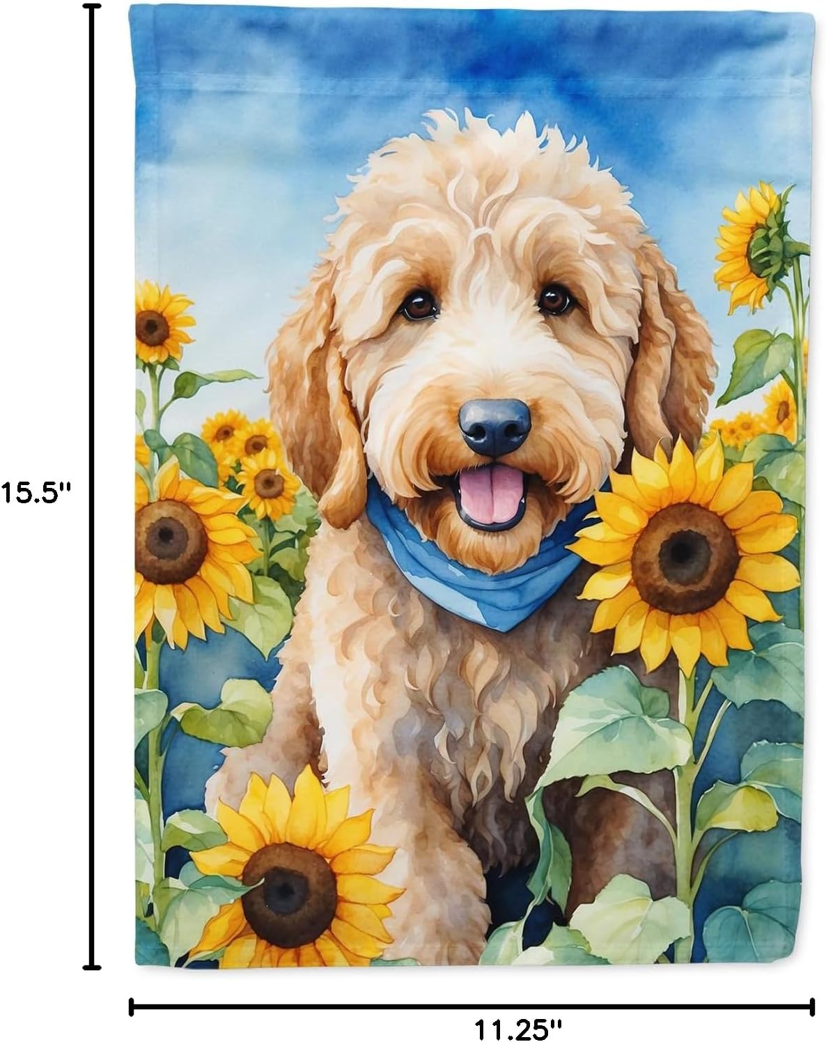 Caroline's Treasures DAC6089GF Goldendoodle in Sunflowers Garden Flag Mailbox Flag Decorative Yard Flag Banner Outside Patio Artwork Yard Flower Beds, Garden Size, Multicolor