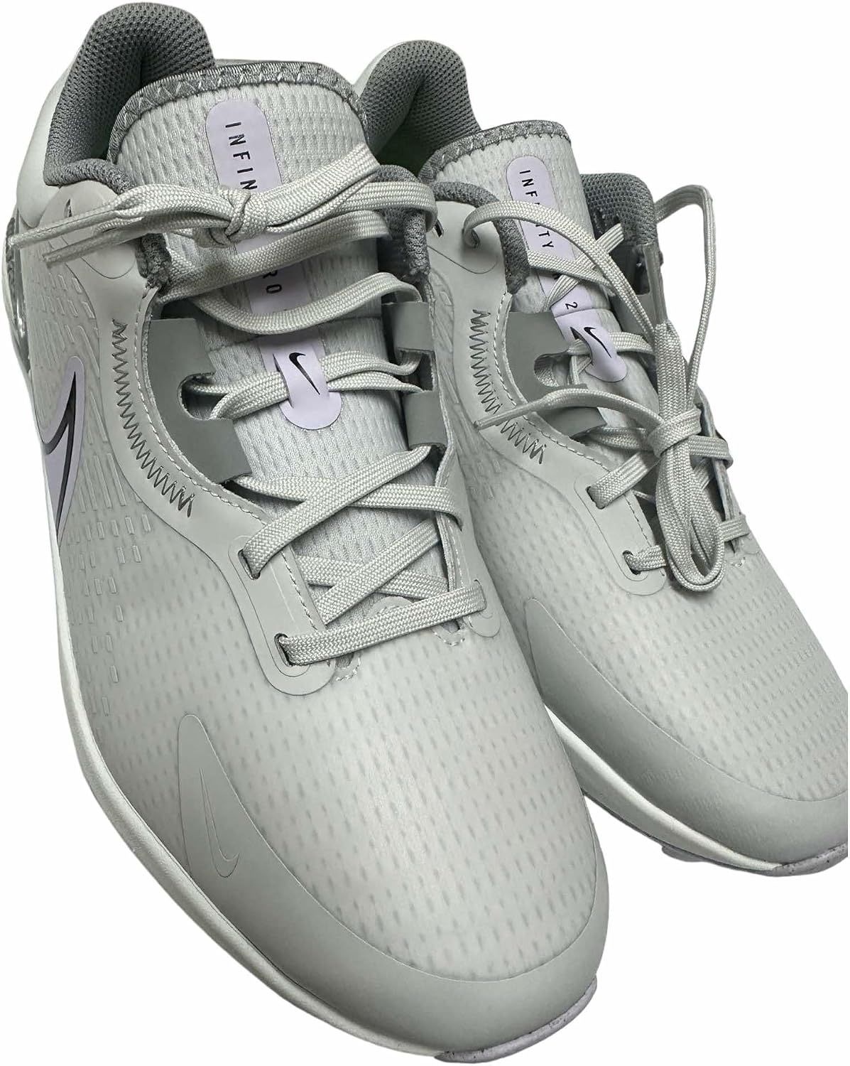 Nike Men's Infinity Pro-2 Wide Fit Spikeless Golf Shoes Photon Dust/Black/Violet Frost #DM8449-005 - Size Men's 10.5