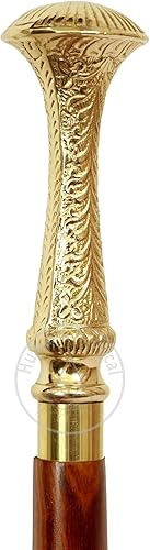 Miniatura 4 de Rose Handicrafts Store - Bastón de madera con mango largo de latón, réplicas medievales, bastón victoriano, antiguo, ajustable, diseño decorativo,