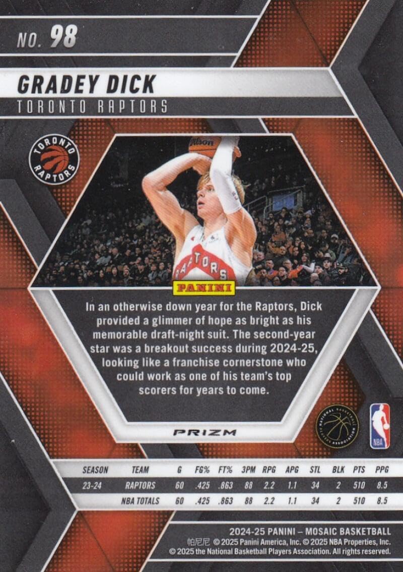 Basketball Trading Card 2024-25 Panini Mosaic Mosaic Genesis #98 Gradey Dick EX/NM Raptors