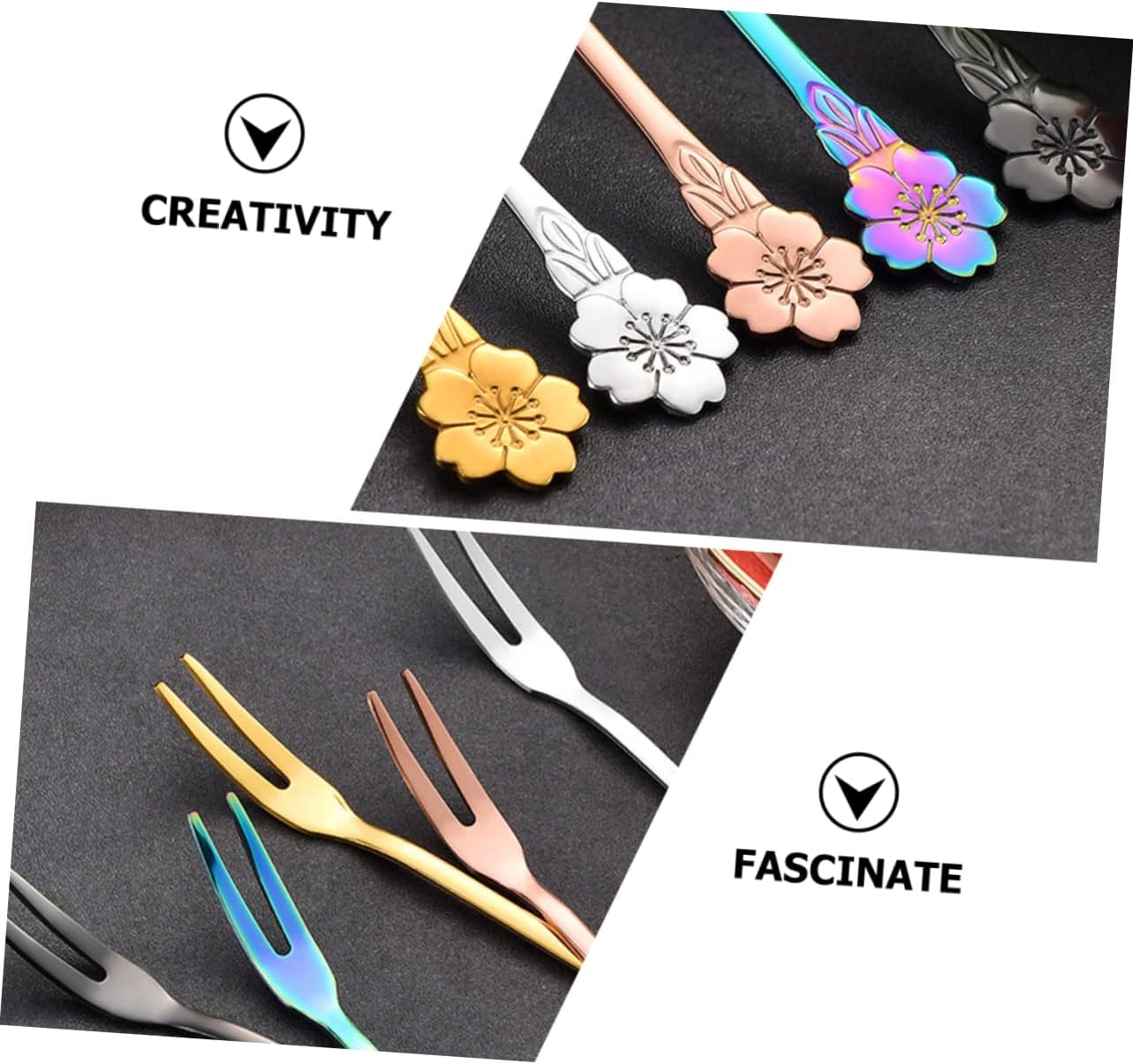 Dinner Forks, 20 Pcs Stainless Steel Fruit Fork Stainless Steel Cake Forks Creative Cake Forks Cake Tasting Forks Rainbow Kitchen Accessories Portable Forks Appetizer Forks