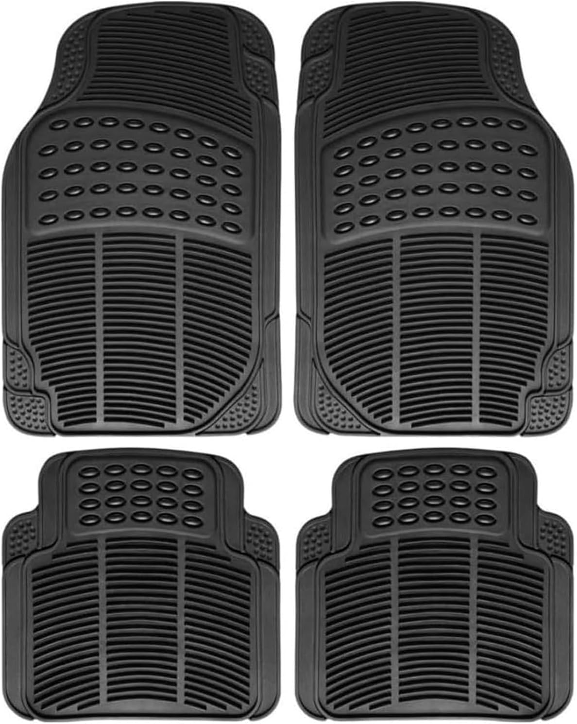 Universal Car Mats 4-Piece Set (2 Front Mats and 2 Rear Mats), Non-Slip Car Mats, Rubber Car Mats, Cut-to-Size, Easy to Clean, Car Accessories