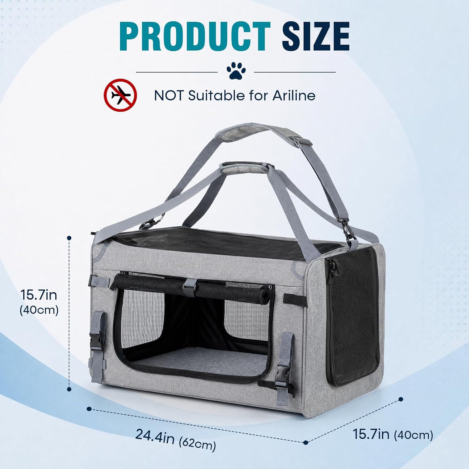 Extra Large Cat Carrier Soft Sided, Portable Small Dog Crate for 2 Cats XL Pet Carrier for Large Medium Big Cat