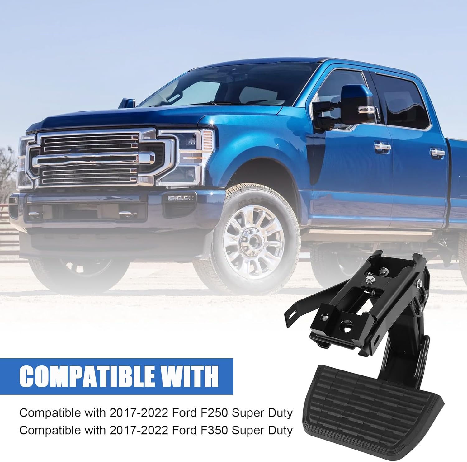 Retractable Truck Side Bed Step Compatible with 2017-2022 Ford F250 F350 Super Duty Folding Side Bed Step Replace# 75413-01A