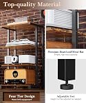4-Tier Media Storage Stand, Audio Media Rack for Living Room, Gaming Room, Music Studio, Wooden Game Console Shelf for TV Accessories/Audiovisual Equipment/Optical Disc/PS4, Black