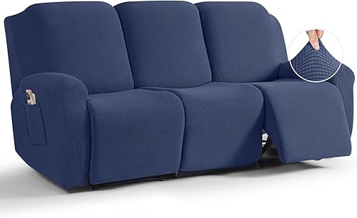 Miniatura 114 de TAOCOCO Fundas para sofá reclinable, 8 piezas, fundas elásticas para sofá grande de 3 asientos, fundas reclinables, protector de muebles con patrón
