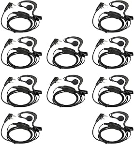 Retevis Walkie Talkie Earpiece with Mic, C-Type Earhook, for Retevis RT21 RT68 RT68H H777 RT27, Compatible with Baofeng BF-888S BF-T26 Kenwood Walkie Talkies, Two Way Radio Earpiece(10 Pack)