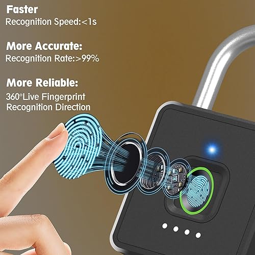 Miniatura 5 de Candado de bloqueo de combinación eLinkSmart Gym Locker con botón de 9 dígitos, contraseña de huellas dactilares, aplicación, desbloqueo biométrico