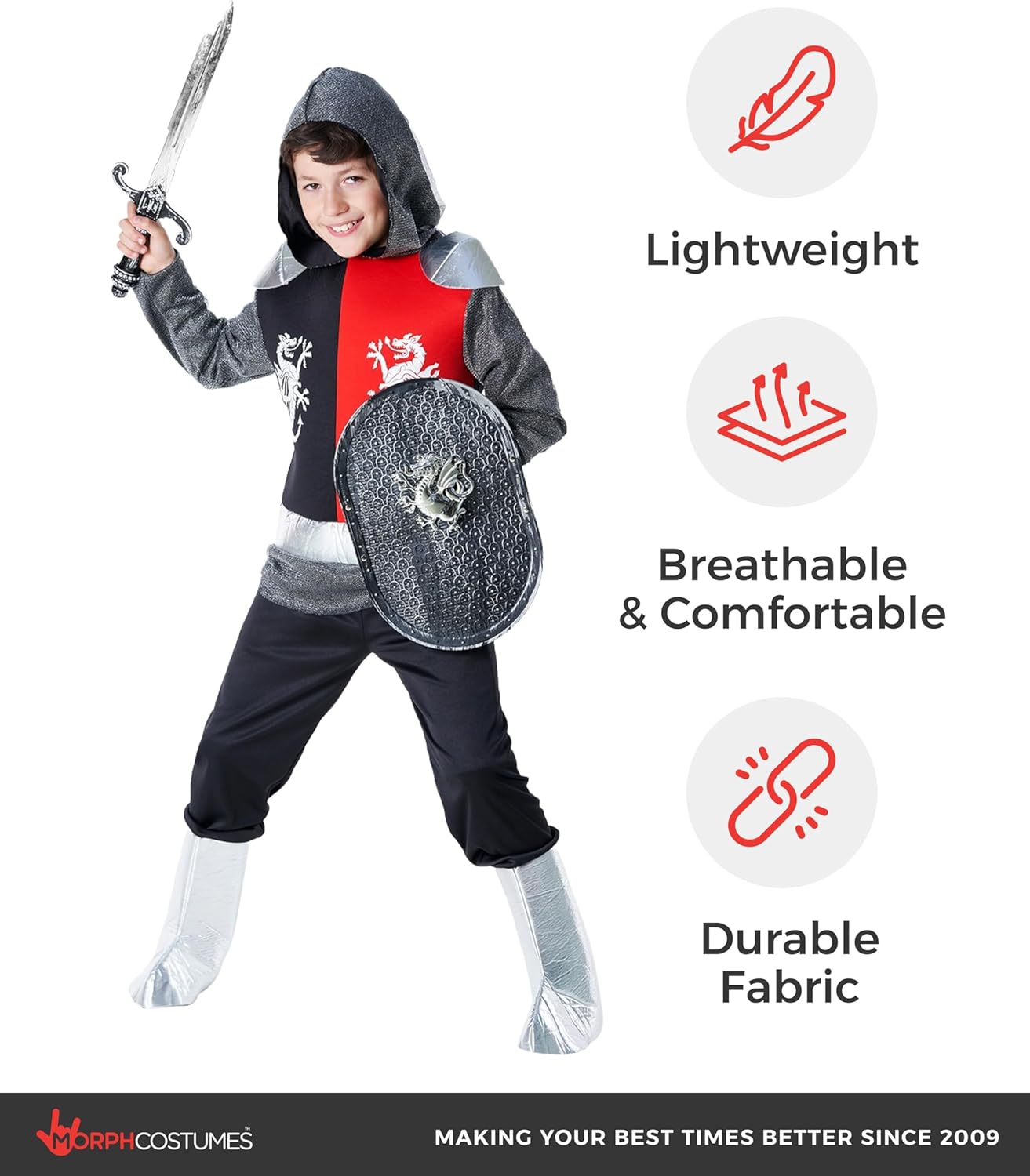 Morph Knight Costume Kids, Knight Costume for Boys, Child Knights Costumes, Medieval Knights Costumes Kids