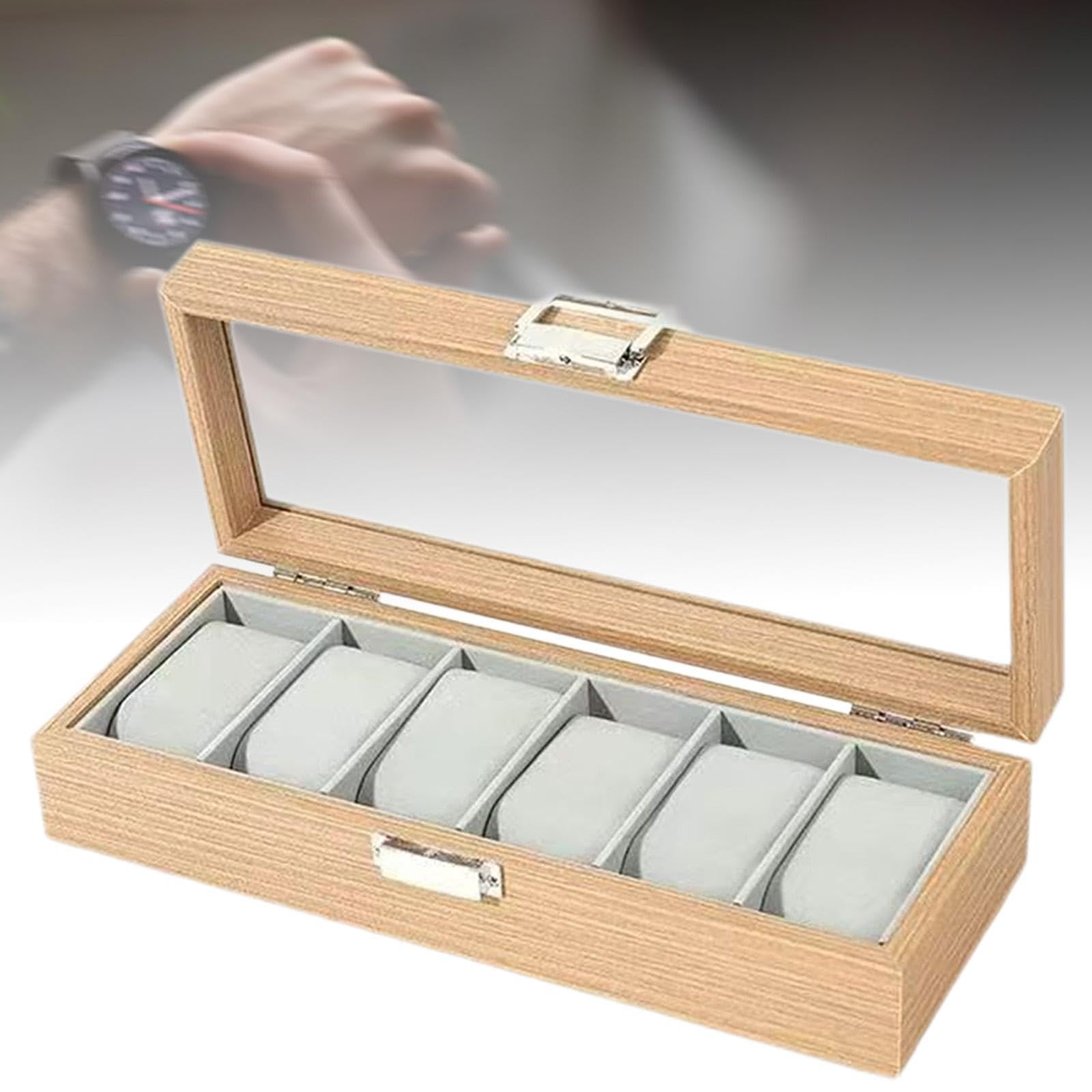 Scatola Porta Orologi, Porta Gioielli, in Legno, Contenitore per Orologi E Gioielli Da Comò, 6 Slot