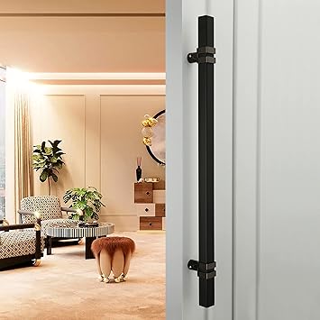 LAPO 18 Inch Square Stainless Steel Main Door Handle | Wooden & Glass Door Handle | Pull-Push Handles for All The Doors of Home | Office | Hotel (Black-PVD Finish) Pack of 1 pcs