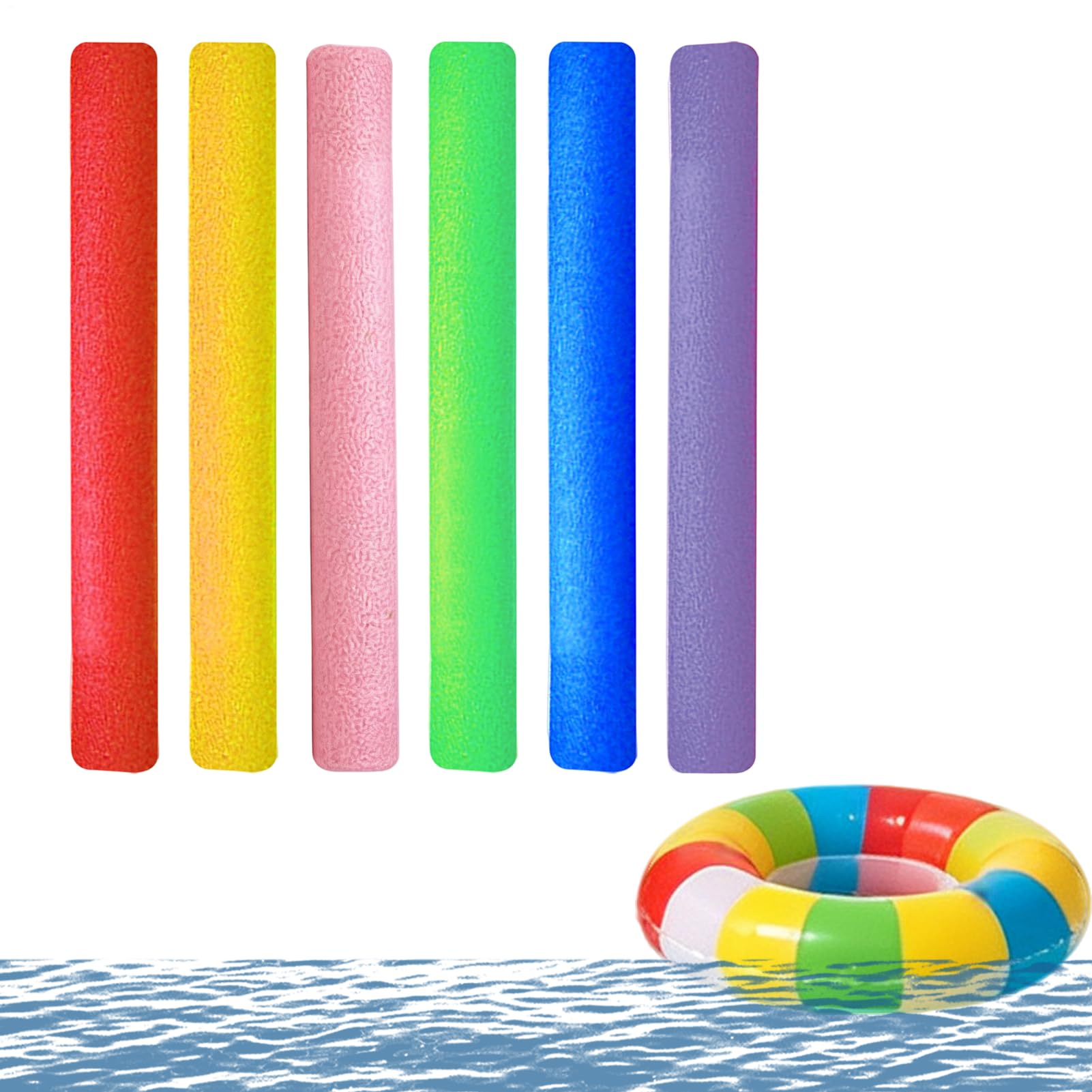 6Pieces Pool Noodles Foam, Flexible Swimming Pool Noodles for Lake & Float