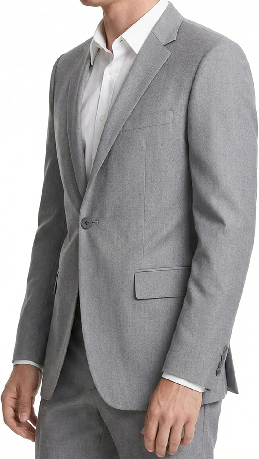 Men's 2-Piece Single Button Slim Fit Suit for Men Solid Color Jacket Pants Square Set Wedding Business Party