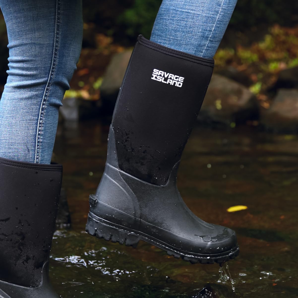 Savage Island Bottes en caoutchouc isolées en néoprène pour femme, doublées chaudes, entièrement imperméables