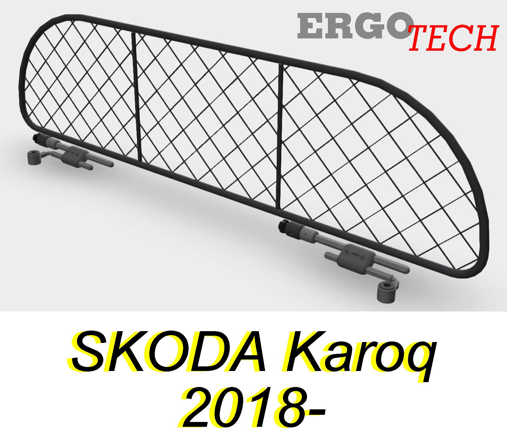 ERGOTECH Divisorio Griglia Rete Divisoria per Skoda Karoq, RDA65-S8, per Trasporto Cani e Bagagli