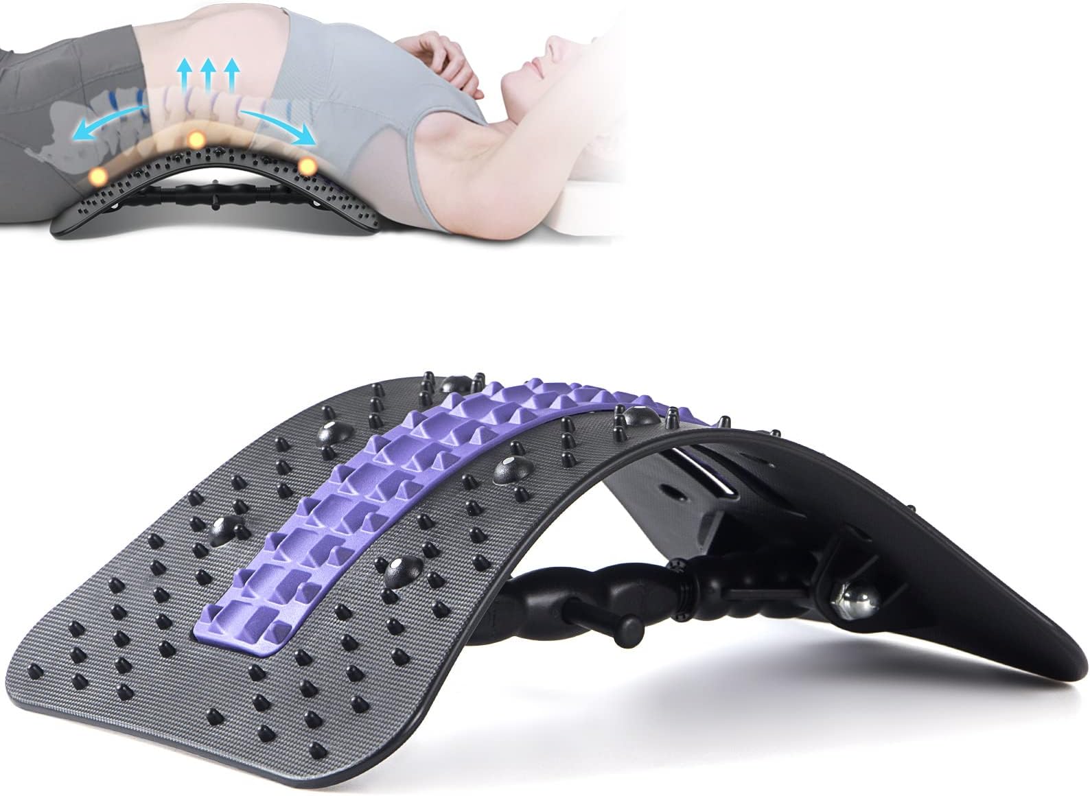 DASKING Back Stretcher, Back Massager with Massage Gears, Back Trainer for Herniated Disc, Scoliosis, Lumbar Support, Muscle Pain Relief, Posture Correction (Black)