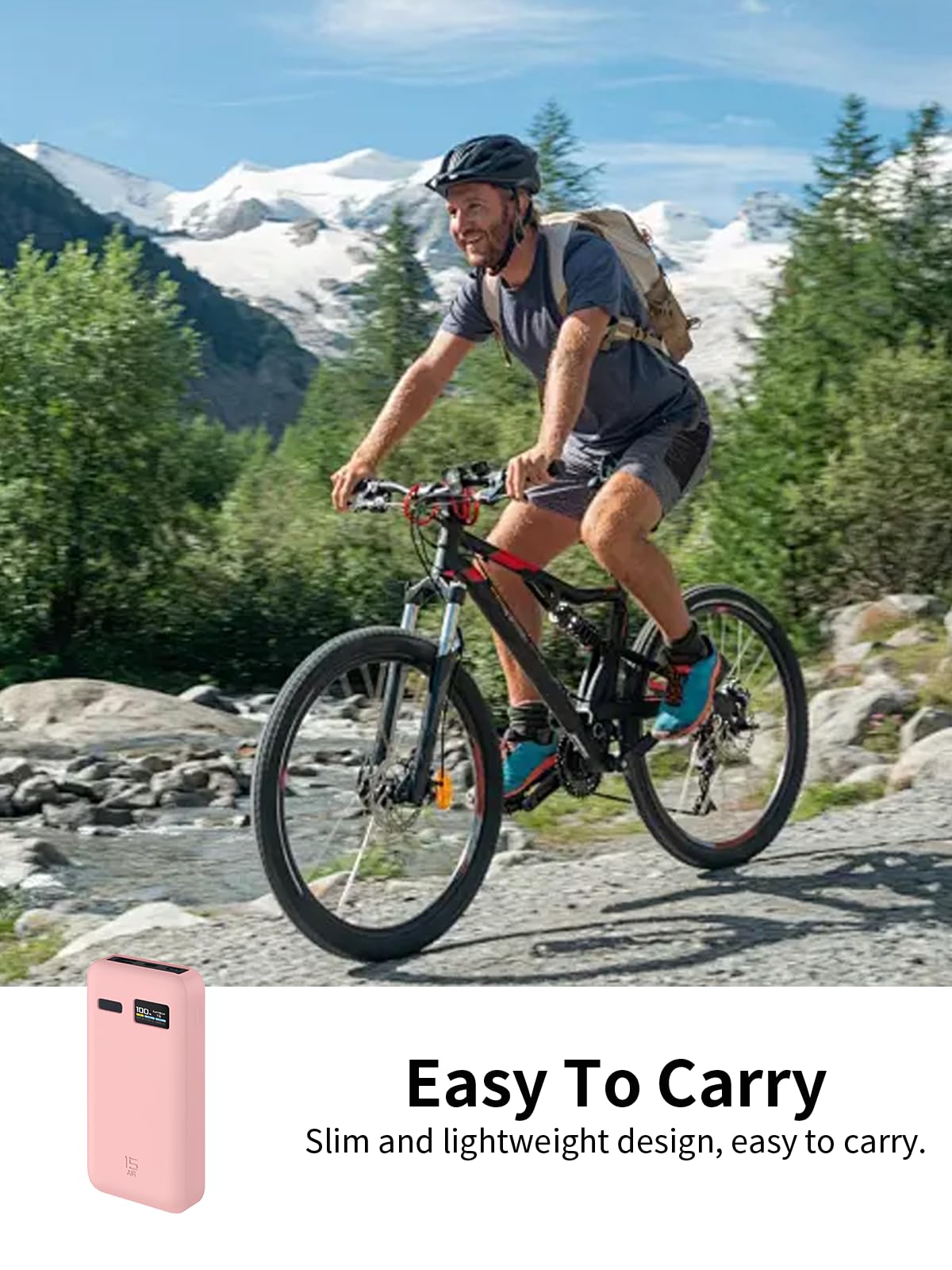 CUKTECH 15 Air Charger Power Bank 100 W, 15000 mAh, silikonowe etui – odporne na zarysowania, uderzenia, pyłoszczelne, przenośne, Slim Fit (różowe)