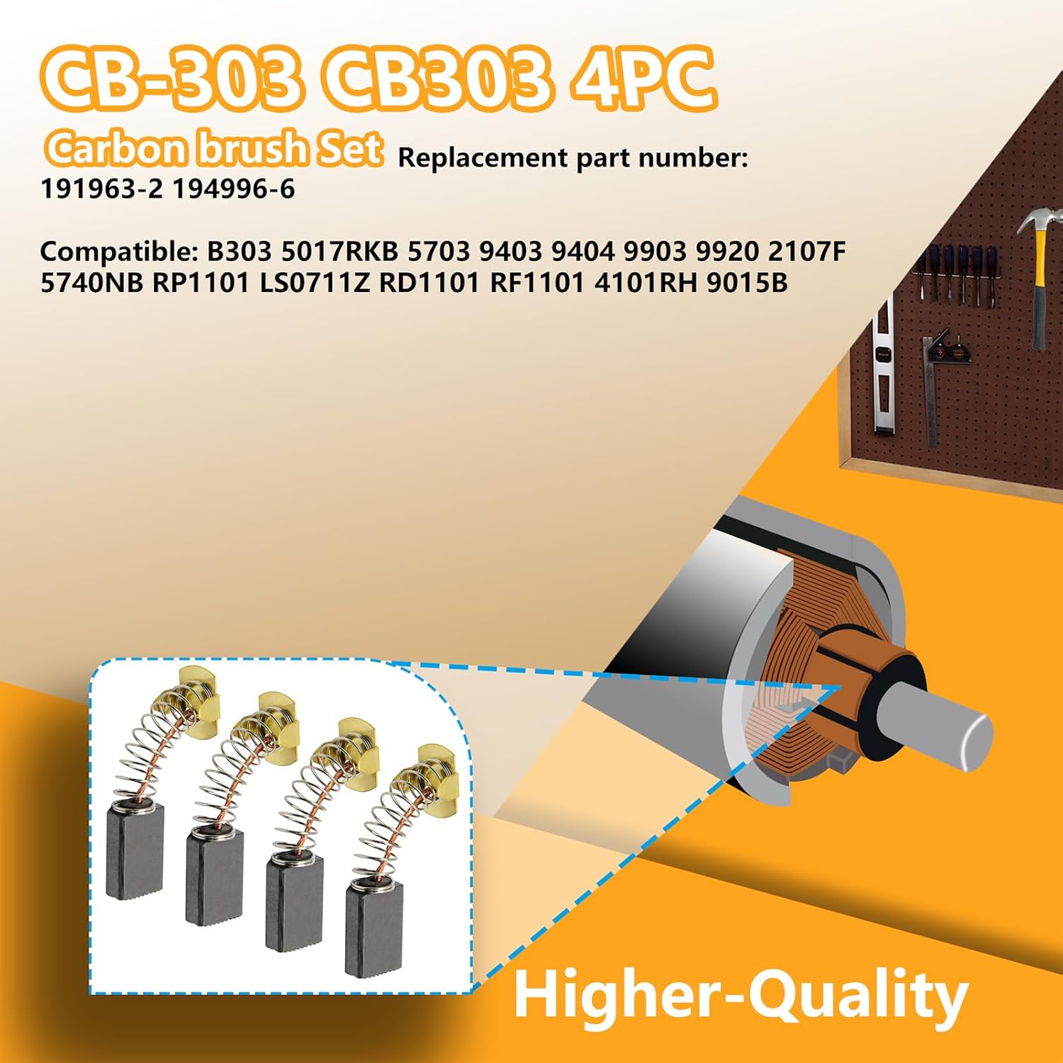 4-Pack CB303 Carbon Brushes Replacement For Makita Power Tools - Compatible With Multiple Models