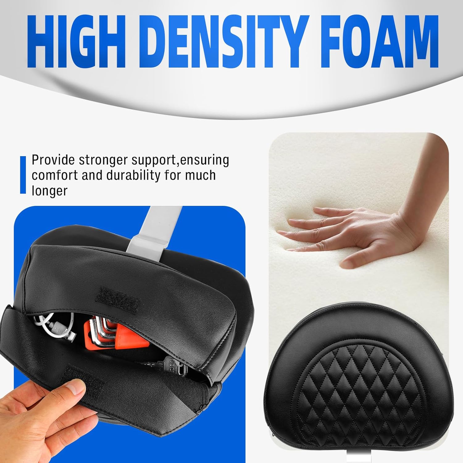 DREAMIZER Black Adjustable Driver Backrest Plug-in Rider Backrest Pad Motorcycle Custom Mounting Kit Compatible with Harley Touring Models Road King Street Glide Electra Glide Road Glide 1997-2023