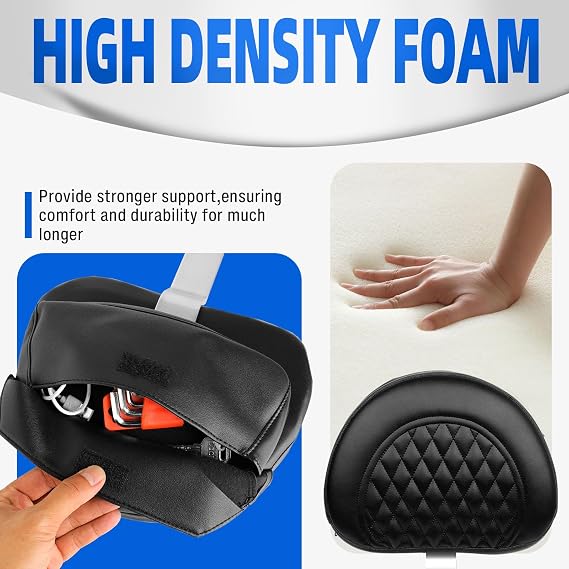 DREAMIZER Black Adjustable Driver Backrest Plug-in Rider Backrest Pad Motorcycle Custom Mounting Kit Compatible with Harley Touring Models Road King Street Glide Electra Glide Road Glide 1997-2023