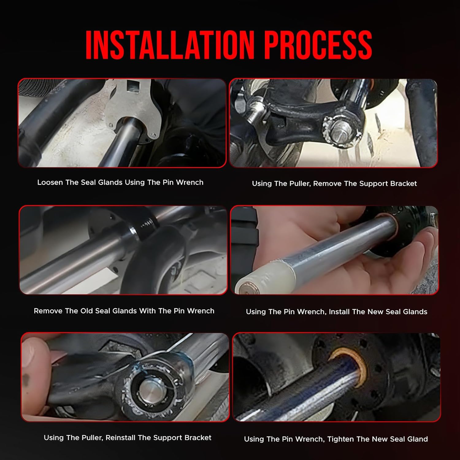 Hydraulic Steering Cylinder Seal Repair & Bracket Puller Kit - Compatible with HC5345, HC5341-HC5348, HC5358, HC5365, HC5375, HC5394, HC5445, and HC6750-HC6755 Series.