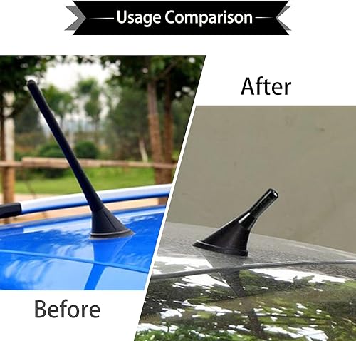 Miniatura 4 de 1 antena de radio de automóvil, 1.37 x 0.59 pulgadas, antena de montaje de hilo de aleación de patrón de fibra de carbono, adaptador universal de