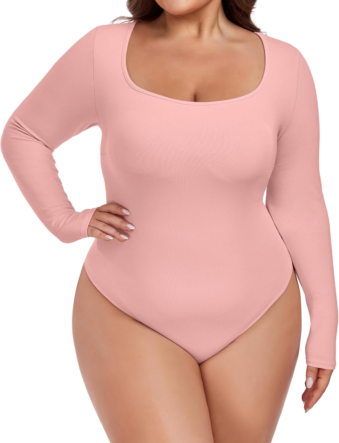 FOREYOND Plus Size Bodysuits for Women Long Sleeve Kuwait Ubuy - Main Image