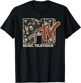 x MTV - MTV Rock n Roll Music Hard Heavy Metal Skull Guitar Vintage T-Shirt