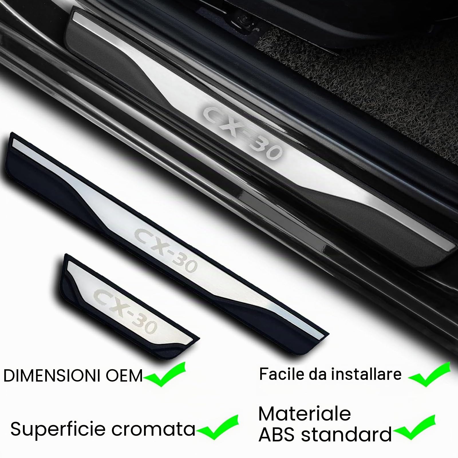 Protezione dell'ingresso della portiera dell'auto, Parti per Mazda cx-30 CX30 2020 2022 Piastra antiscuffie per Pannelli dei batticalcagno 4 Pezzi, Acciaio Inossidabile(Argento)