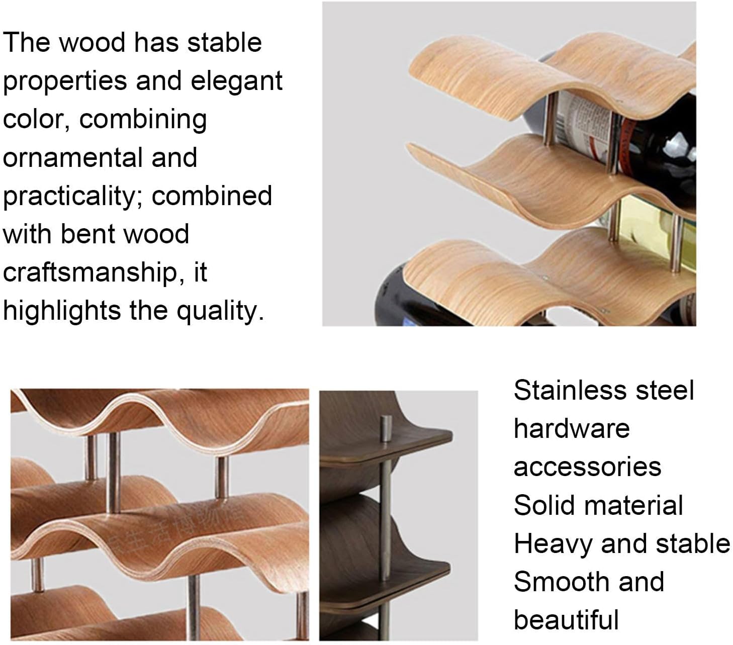 14 Bottles Wine Racks Countertop for Shelf, 4-Tier Wooden Wine Bottle Holder Stand, freestanding Wine Storage for Inside Cabinet Organizer for Home Décor, Bar and Pantry