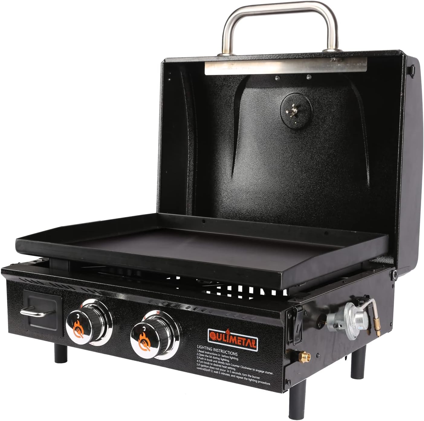 QuliMetal Portable Table Top Griddle, 22 Inch 2Burner Propane Gas Flat Top Grill
