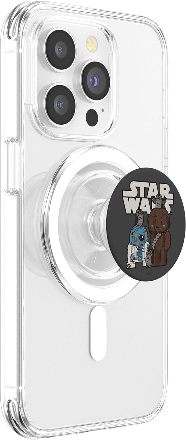 Star Wars The Last Jedi R2D2 And Chewie Porg Group PopSockets MagSafe PopGrip for iPhone