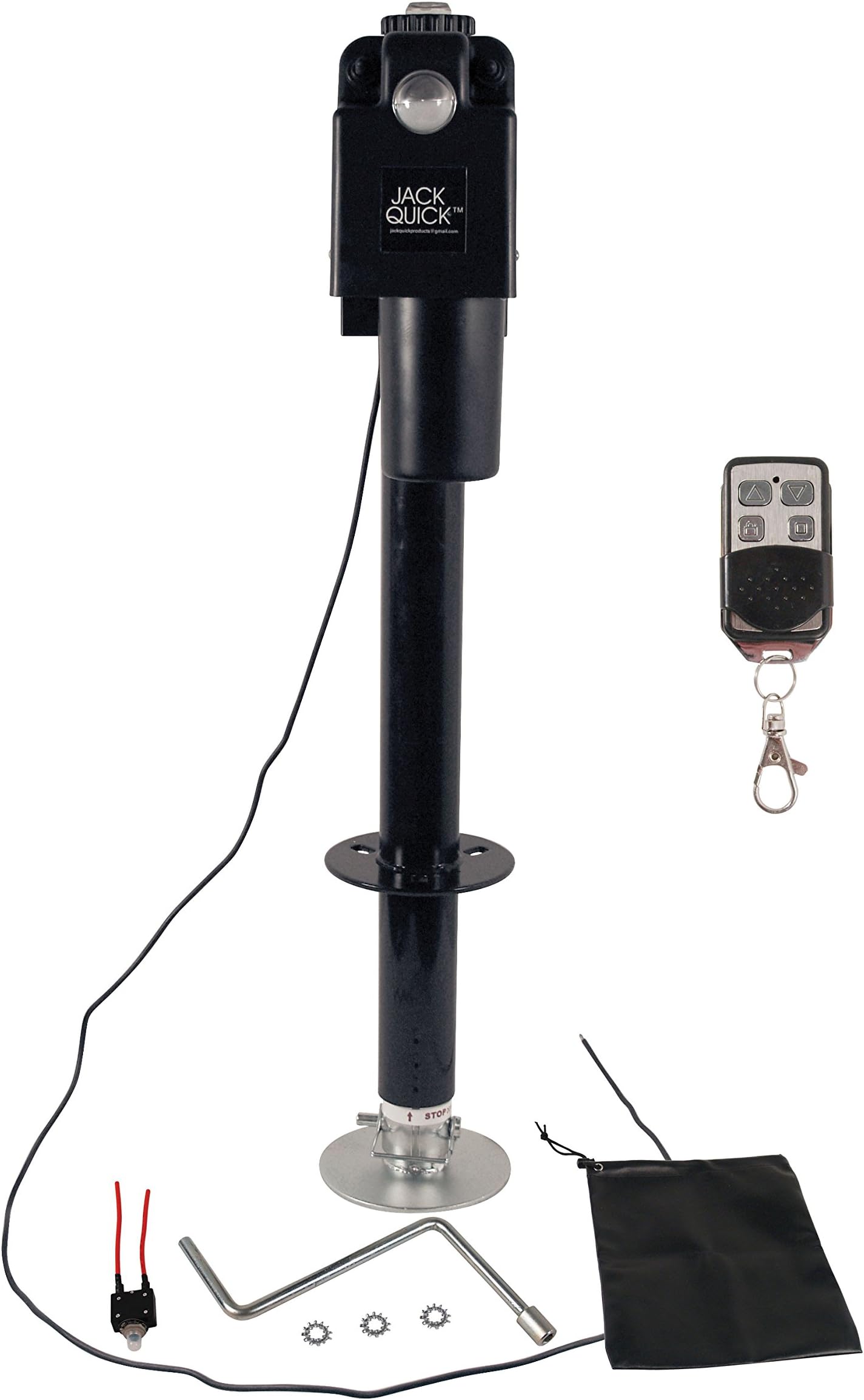 Jack Quick 3500 JQ-3500B-WR 12-Volt Electric Tongue Jack with Black Cover and Wireless Remote Control, 3650 lb. Capacity