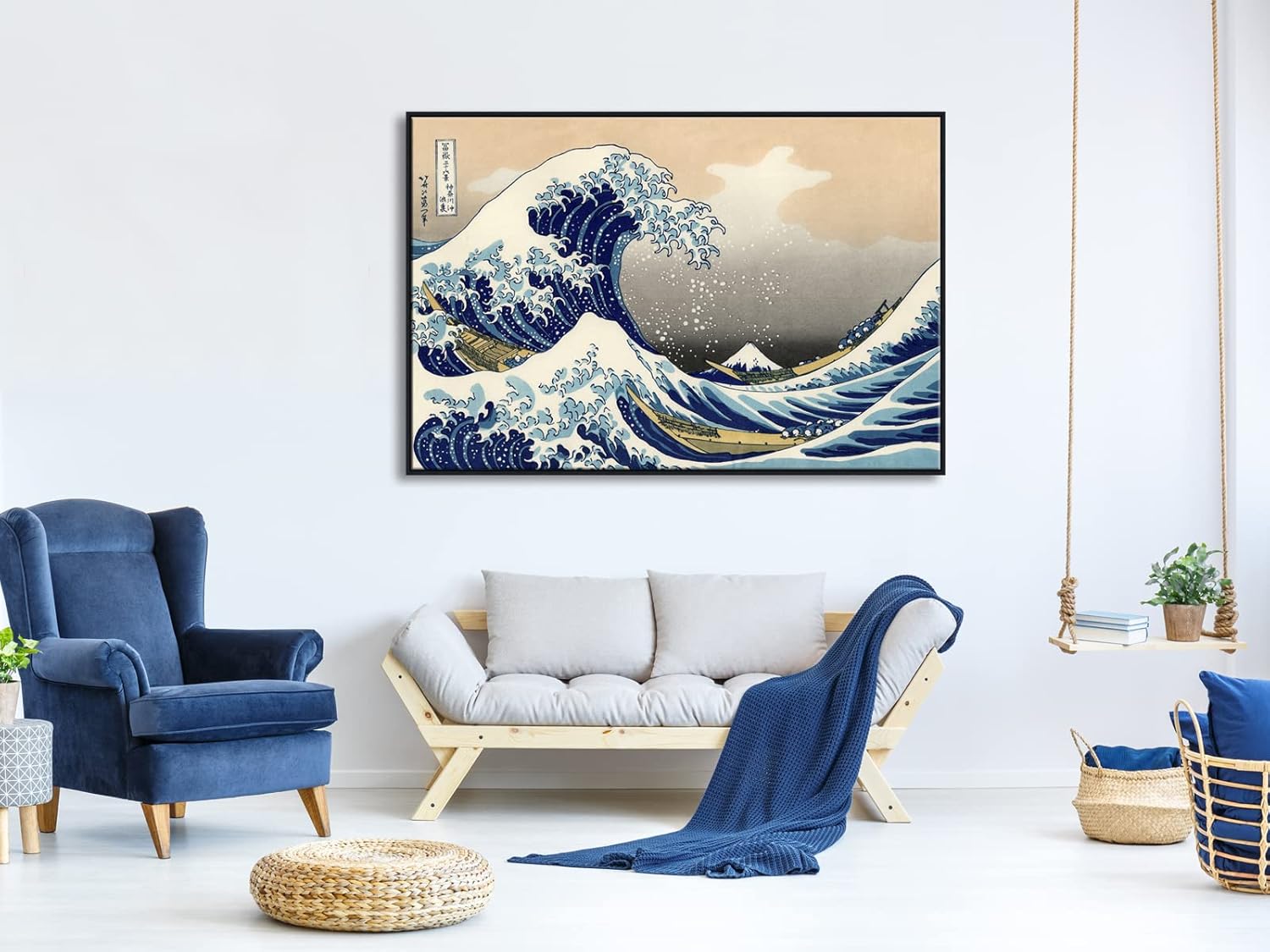 Wieco Art Extra Large Black Framed Art Great Wave of Kanagawa Katsushika Hokusai Canvas Prints Wall Art Abstract Seascape Paintings for Living Room Home Decorations