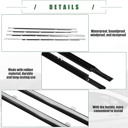 Miniatura 6 de Motoforti Cinturón de sellado para ventana exterior de automóvil, para Honda Accord 2008-2012, goma, 72410-TA0-A01, cromado, 1 juego, delantero