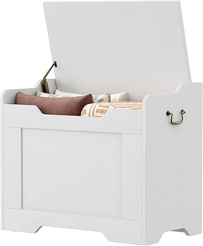 IDEALHOUSE Cofre de almacenamiento, baúl de juguetes de 24.8 pulgadas para niños y niñas, caja de juguetes grande de madera para niños, banco de