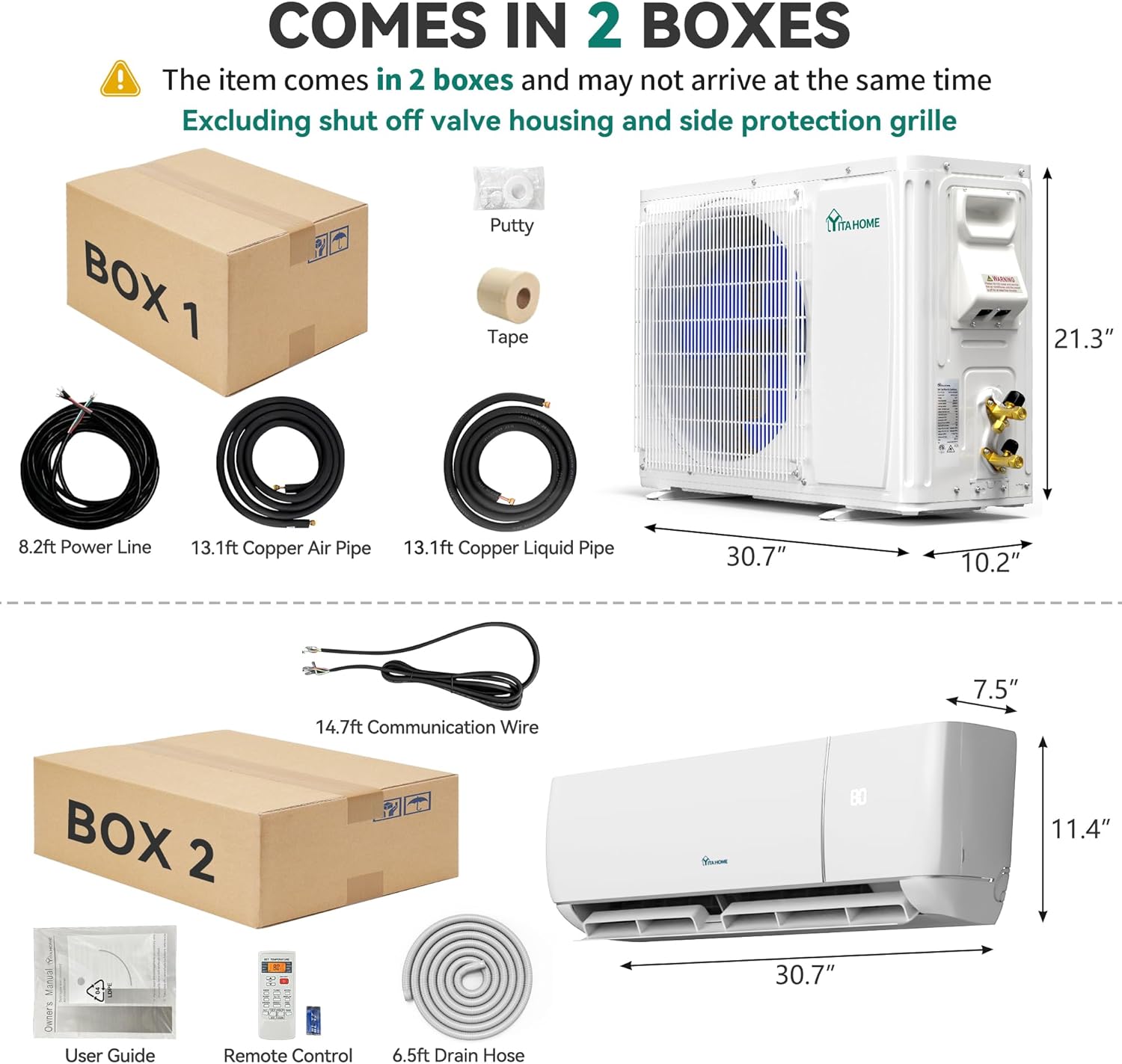 YITAHOME 12000 BTU Mini Split Air Conditioner Heat Pump System, 20 SEER2 115V Ductless Inverter System with Wi-Fi & Alexa Compatibility, Cover Up to 750 Sq. Ft, Complete Installation Kit Included