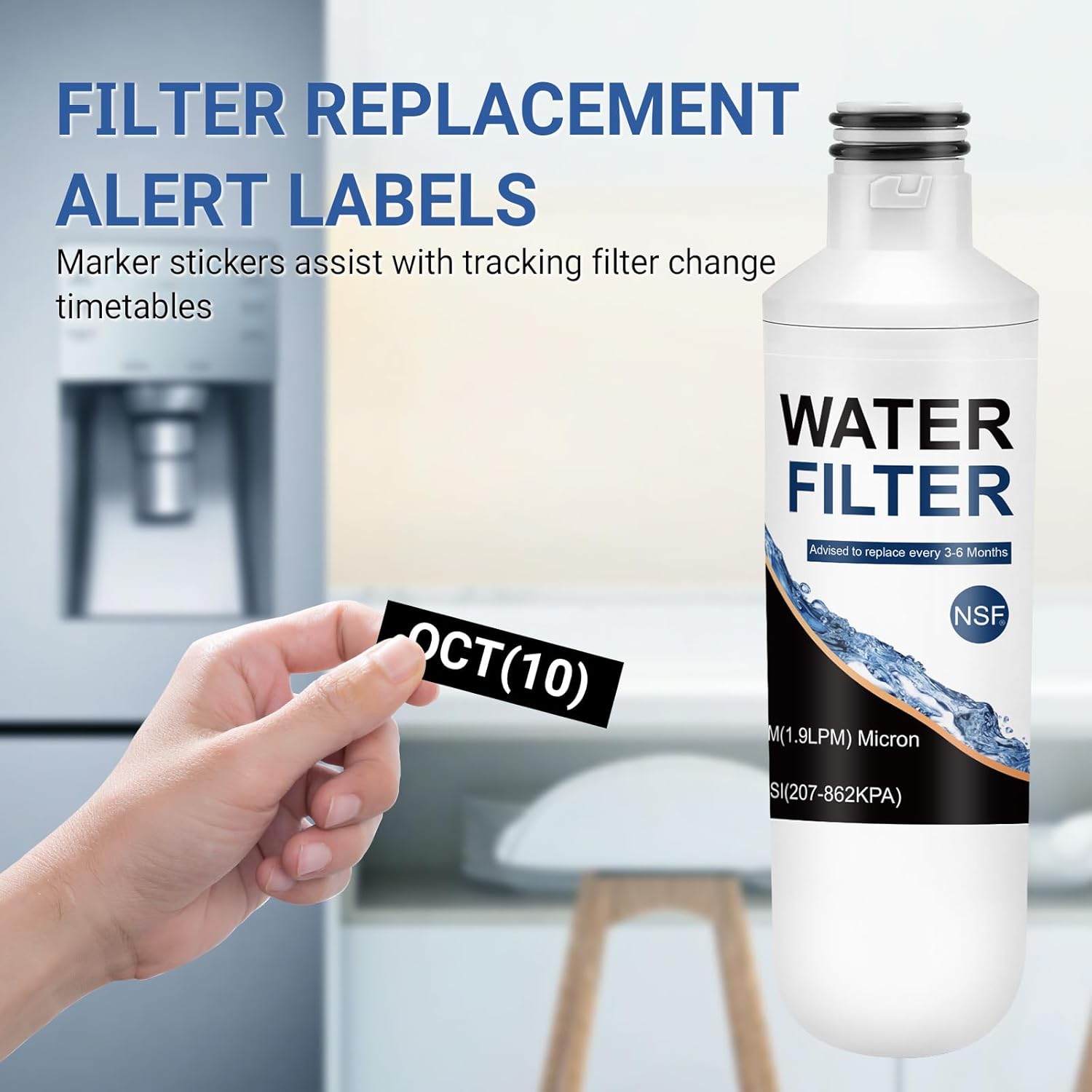 FML-5, GF-1000P, RWF4700AC, WD-F46, RWF4700A, RWF4700B, SP-LE1000, WS646A Water filter for LG & Kenmore (NSF Certified) Refrigerator Replacement Filter 3-Pack.