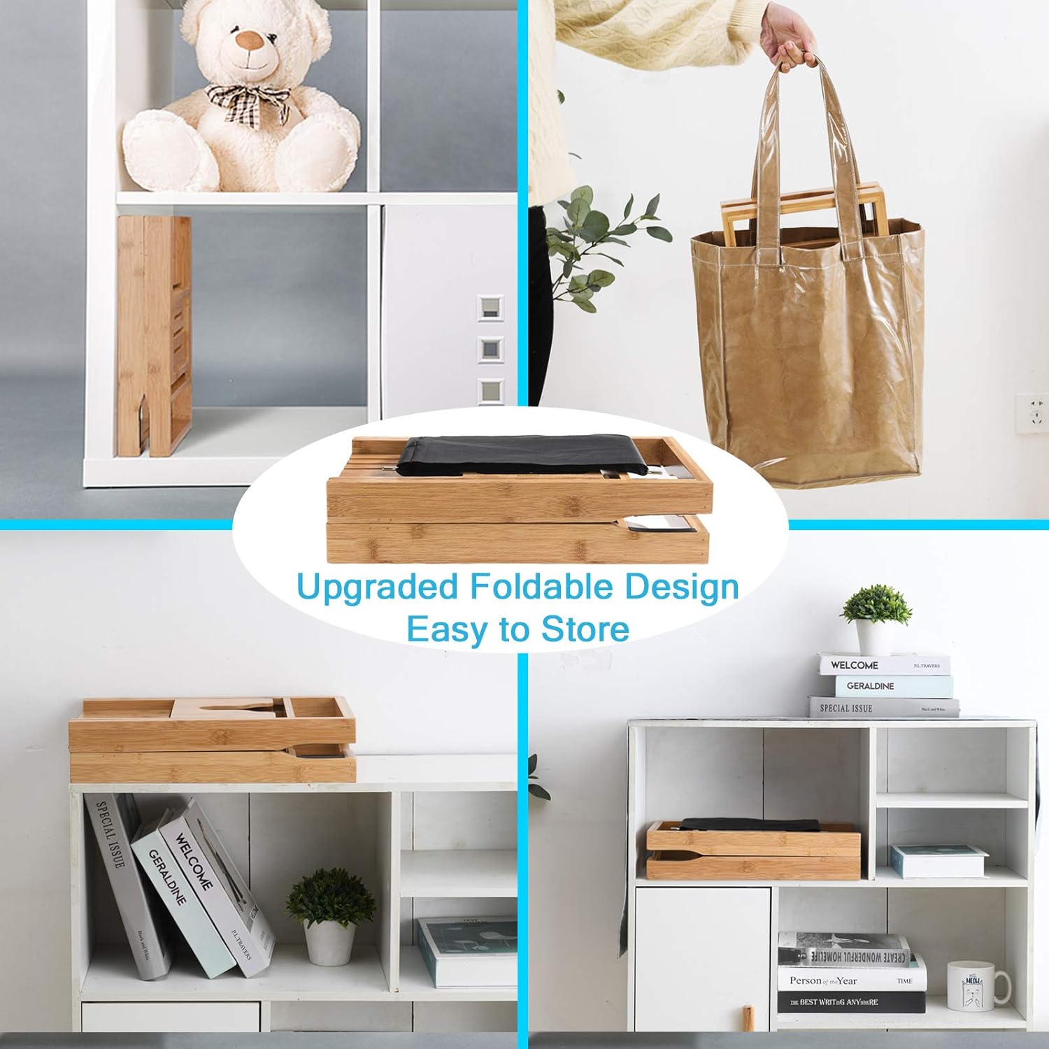 AmazerBath Bathtub Tray Premium Bamboo Foldable Bathtub Caddy Expandable Bath Trays with Wine and Book Holder for Bathroom : Home & Kitchen